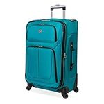 SwissGear Sion Softside Expandable Roller Luggage, Teal, Checked-Medium 25-Inch, Sion Softside Expandable Roller Luggage