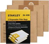 Stanley 25-1228 Disposable Filter Dust Bag Fits 2.5-3.5 Gallon Wet/Dry Vacuum Cleaner Compatible With SL18136, 3 Pack