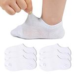 Jormatt 6 Pairs Toddler Little Girls Boys No Show Socks Thin Cotton Soft Anti Slip Low Cut Socks Breathable With Grips, White XS