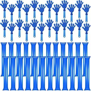 ZCYSRLQIN 48 Pcs Noisemakers Include 24 Hand Clappers 24 Thunder Sticks Cheer Noise Makers for Sporting Events Football Games School Team Spirit Items Party Favors Dance （Royal Blue
