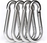 VAQUITA Stainless Steel Snap Hook Heavy Duty Safety Lock Cable Attachment,SnapHooks for Weight-Lifting, Mountain Climbing, Gym and Home -304 Stainless Steel Clips (4 Hooks)