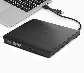 intendvision External CD DVD Drive USB 3.0 Type-C Portable Slim DVD/CD ROM +/-RW +/-R Optical Drive Player Reader Writer Burner for PC Laptop Computer Windows 11/10/8/7 (Black)