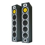 Fenton Pair of Floor Standing HiFi Speakers Tower Columns Home Stereo Audio 600w Black Wood 4x 6.5 inch Woofer Drivers