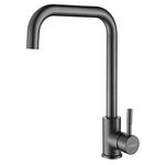 KINSE Kitchen Mixer Tap, 360° Swivel Kitchen Sink Faucet, Stainless Steel, Single-Handle, Gunmetal Grey