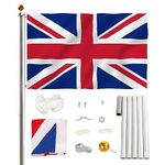 display4top 20ft Aluminium Sectional Flagpole Kit Outdoor Halyard Pole + 1PC UK Flag