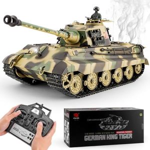 BESTYMXY RC Tank HengLong German King Tiger Henschel Heavy Tank, 1/16 2.4ghz Remote Control Tank Vehicles Model with Sound & Light for Ages 14+