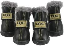 Dog Boots, Dog Shoes Waterproof Dog Paw Protectors with Adjustable Straps Rugged Anti-Slip Sole, Winter Snow Booties for Small Medium Dogs (S, Black)