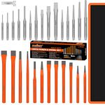 HORUSDY 28-Piece Heavy Duty Punch and Chisel Set, Including Taper Punch, Cold Chisels, Pin Punch, Center Punch