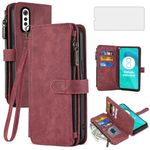 Asuwish Phone Case for LG Velvet 5G/LGVelvet Verizon G5 UW T-Mobile 2020 Wallet Cover and Tempered Glass Screen Protector Leather Flip Card Holder Cell Accessories LM G900UM 4G Tmobile Women Men Red