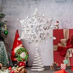 Topadorn Tree Topper Metal Silver Star Snowflake Treetop Festive Party Home Xmas, Kali