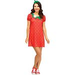 Fun World womens Strawberry Flirty Fruit Adult Sized Costumes, Red, M L Size 10-14 US