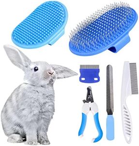 6-Piece Small Animal Grooming Set with Hair Remover, Nail Clipper, Flea Comb, Shampoo Brush for Rabbit, Hamster, Guinea Pig