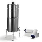 ProOne Big+ Gravity Water Filter System - High Capacity 3/8 Gallon Polished Stainless Steel, NSF Certified Water Filter Dispenser and 2 Filters