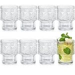 Kingrol Drinking Glasses Set of 8, 6.5 Ounces Stackbale Water Glasses, Vintage Glassware for Cocktail, Whiskey, Juice, Iced Coffee, Iced Tea, Bar Accessories