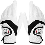 Golf Gloves Mens Left and Right Hand All Weather Cabretta Leather Weathersof Value Pair, Golf Gloves for men Rain Grip Breathable Wear Resistant Durable Flexible Comfortable(ML,White/Black)