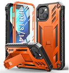 SOiOS for iPhone 13 Case Protective Cover: for iPhone 14 case Heavy Duty Military Grade Hard Protection Shock Proof Grip | Durable Dual-Layer iPhone 13-14 Phone Case with Built-in Kickstand Orange