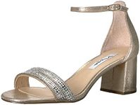 Nina Womens Elenora Shimmer Ankle Strap Evening Heels Taupe 8.5 Medium (B,M)