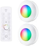 Energizer Color Changing Puck Lights, 2 Pack, 35 Lumens, Battery Operated, Remote Controlled, Wireless, Ideal for Under Cabinet, Bedroom, Closet, Pantry, 43064