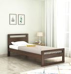 Amazon Brand - Solimo Sheesham Wood Single Size Bed Without Storage for Bedroom Living Room Home Wooden Palang Cot with Headboard (Walnut Finish)