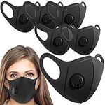 Tanness 6 Pack, Anti Dust Breathing Valve Face Mask, Skin Friendly Unisex Mouth Cover, Reusable & Washable face Covering Running, Cycling, Outdoor Activities (Black)