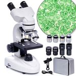 Microscope LED Binoculars Composite, Binocular Compound Microscope, 200X-5000X Magnification,Professional Composite Microscope with Wide Field, Microscope Eyepieces