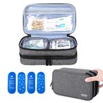 Yarwo Insulin Cooler Travel Case, Double-Layer Diabetic Travel Case with 4 Ice Packs, Diabetic Supplies Organiser for Insulin Pens, Blood Glucose Monitors or Other Diabetes Supplies, Grey