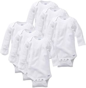 Gerber Baby Girls 3-Pack Or 6-Pack Long-Sleeve Mitten-Cuff Onesies Infant and Toddler Bodysuits, White 6 Pack, Newborn US