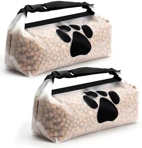 Belle Vous Pet Food Storage Bags (2 Pack) - Dog Food Travel Bags for Kibble/Treats - Dog Food Containers for Camping & Dog Boarding - Keeps Food Fresh