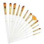 Twizzle Painting Brushes Set of 12 Round, Flat Mix Synthetic Hairs Assorted Paint Brush for Acrylic/Watercolor/Oil Brushes Set for Painting(Wood)