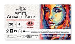 Zen Sangam Express your Mind 300 GSM Cold Pressed Rough Grain Surface, Acid Free, A4 Size Gouache Papers Sheets (29.7x21cm, 24 Sheets)