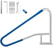 Pool Handrail, 54"x36" Pool Railings for Inground Pools, Swimming Pool Safety Handrails 375lbs Load Capacity, 304 Stainless Steel Pool Stair Rail with Grip Cover, Quick Mount Base Plate