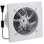 8 Inch Kitchen Exhaust Fan with Switch on the Cord,80W 617CFM Stainless Steel Portable Wall Mounted Ventilation Fan with Damper,Basement Extractor Fan for Garage,Bathroom,laundry room,Toilets