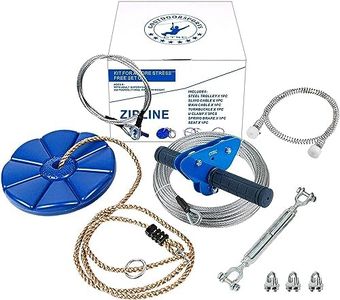 CTSC Zip Wire Kit with 1.8m Stainless Steel Spring Brake and ZipWire Seat For Kids and Adults (39m blue)