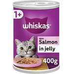 Whiskas 1+ Salmon in Jelly Pack of 12 x 400 g Cans, Adult Cat Wet Food