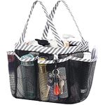 WEHUSE Mesh Shower Caddy Tote with Waterproof Inner Bag, Black Portable Shower Caddy for College Dorm Bathroom Camp, 8 Basket Pocket