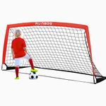 RUNBOW 6x4 ft Portable Kids Soccer Goal for Backyard Practice Soccer Net with Carry Bag (6x4 FT, Red, 1 Pack)