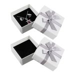 U-Vathing 2PCS Jewelry Gift Boxes White Jewellery Gift Box with Lids and Bows, Ring Earring Box Necklace Earring Gift Boxes Women Christmas Presents Birthday Favours (White/Grey Ribbon)