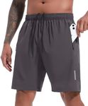 SIMIYA Gym Shorts for Men Basketball Athletic Pants Lightweight Quick Dry Men's Sports Shorts with Zip Pockets Grey