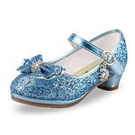 Little Girls Princess Shoes Sequins Sweet Bows High Heel Wedding Party Dress Shoes Sandals Size 2.5 Bright Diamond Christmas Festival Sandals Blue