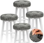 Marsui 4 Pieces Soft Stool Covers Round Bar Stool Cushions with Elastic Band Padded Bar Stool Seat Covers Nonslip Round Seat Cushions for Chairs Stool Slipcovers (Light Gray,12 Inch)