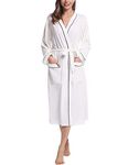 Amorbella Women Cotton Robe White Bathrobe Lightweight(White,Medium)