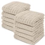 Baby Washcloths, Muslin Cotton Baby Towels, Large 10”x10” Wash Cloths Soft on Sensitive Skin, Absorbent for Boys & Girls, Newborn Baby & Toddlers Registry Gift (Sand, 10 Pack, 25 X 25 CM)