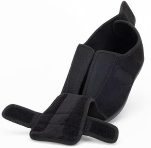 Happy Touch Men's 80-D Memory Foam Adjustable Wide Diabetic Slippers for Swollen Feet, Edema, Arthritis, Elderly Indoor/Outdoor, Black, 10 Wide