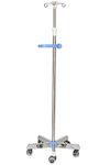 Morimoe IV Drip Stand for Hospital & Home Care, Stainless Steel, Adjustable Height, Removable Handle, 4 Hooks