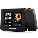 Newentor Atomic Projection Alarm Clock, Projection Clock for Bedroom Ceiling, Projector Clocks with WWVB Function, Indoor Outdoor Thermometer Wireless, Weather Station and Auto DST