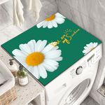 Iprokiu Washer and Dryer Top Cover Mat Fridge Dust-Proof Cover Anti-Slip Washing Machine Top Protector Mat Waterproof Washable Top Cover Mat for Home Kitchen Laundry (Daisy, 23.6" x 23.6")