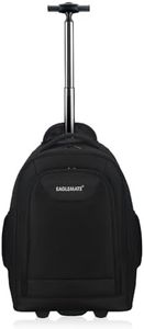 Travel Wheeled Black Backpack, Nylon Rolling Backpack, Hold Upto 15.6" laptops