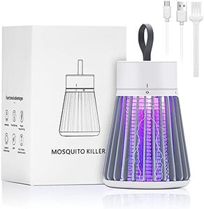 LEOFI Electric Bug Zapper for Indoors Outdoor Fly Zapper Mosquito Trap LED Fly Trap and Purple Light Portable Camp Mosquito Killer Up to 6 Hours of Battery Have Security Grid(Gray)