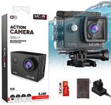 SJCAM SJ4K Action Camera 4K30fps WiFi Camera, 98FT/30M Underwater Waterproof Camera with 40MP UHD image, EIS Stabilization, 170°FOV 5X Digital Zoom with 2 Batteries, Helmet Mount Accessories Kits