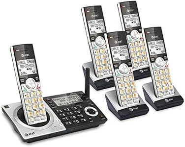 AT&T CL83507 DECT 6.0 5-Handset Cordless Phone for Home with Dual Keypad Base, Answering Machine, Call Blocking, Caller ID Announcer, Intercom and Long Range, Silver/Black